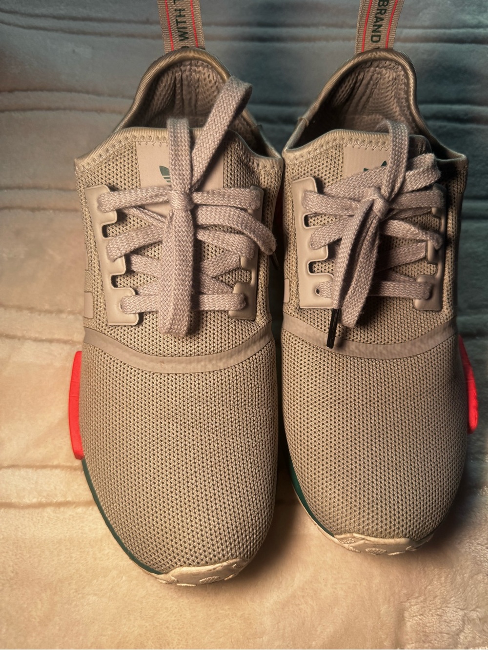 adidas Light Gray Sneakers with Teal Insole